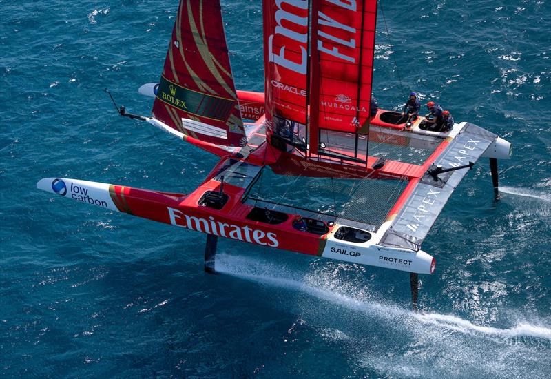 Emirates Great Britain SailGP Team helmed by Giles Scott during a practice session ahead of the Apex Group Bermuda Sail Grand Prix - photo © Bob Martin for SailGP
